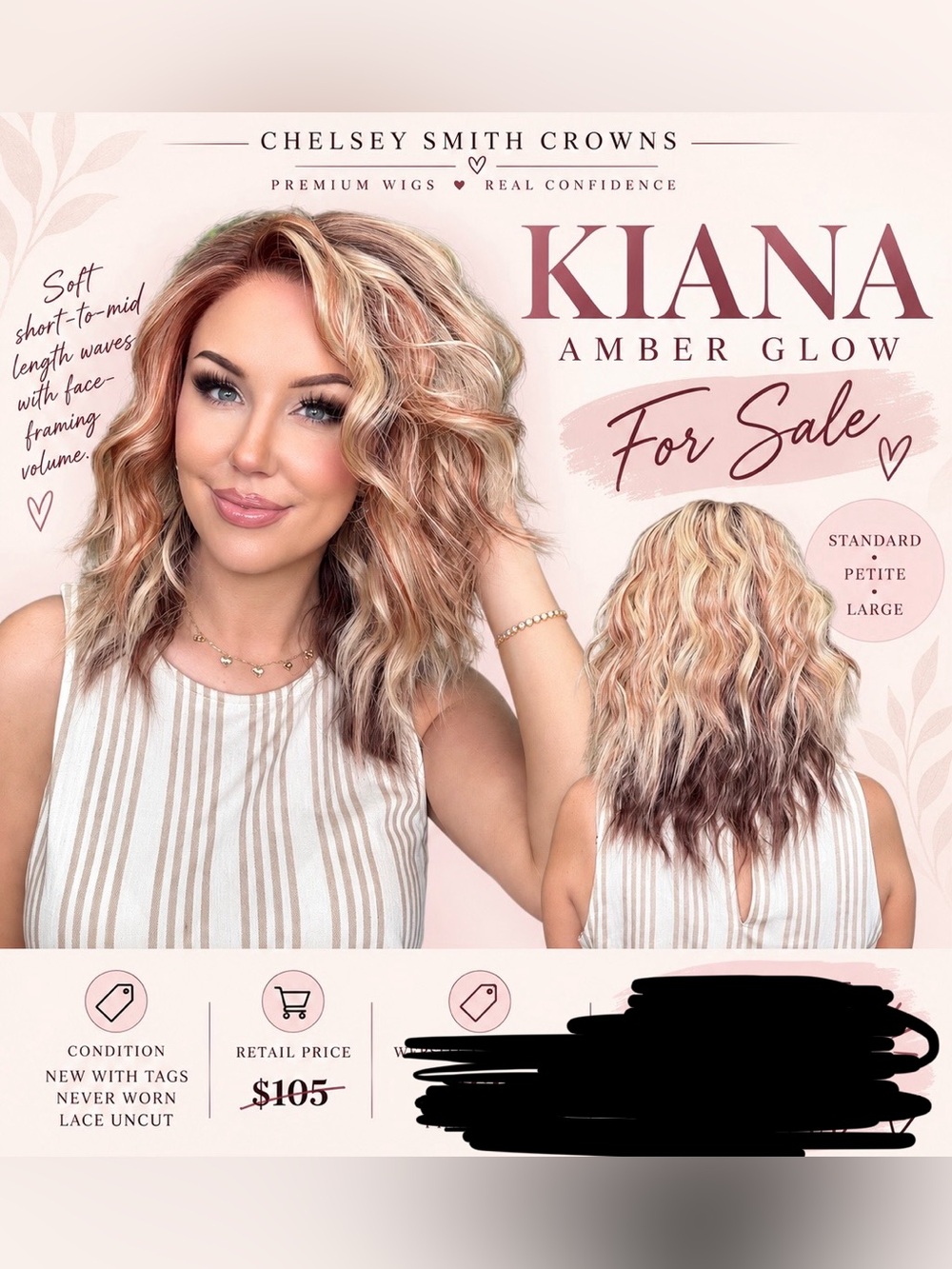 Chelsey Smith Crowns Kiana Amber Glow Wig - Blonde with Rose Gold Highlights